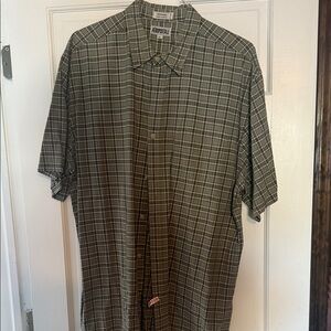 Ashworth Men's Casual Plaid Shirt - Olive and White